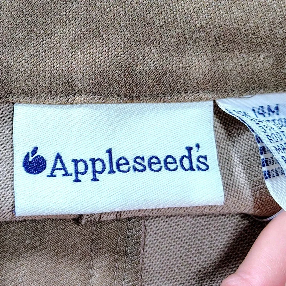 Appleseed's‎ Womens Brown Cotton Blend High Rise Straight Leg Pants - Size 14M